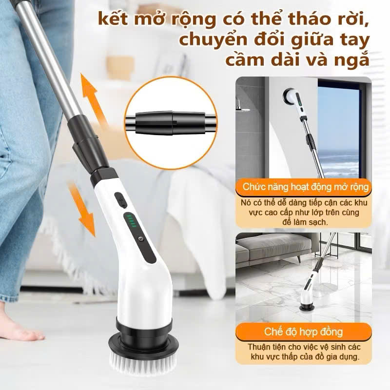Chổi Điện MX 9in1 Cao Cấp – Rửa Xe Ô Tô, Cọ Nhà Vệ Sinh, Lau Kính Siêu Sạch, Siêu Bền