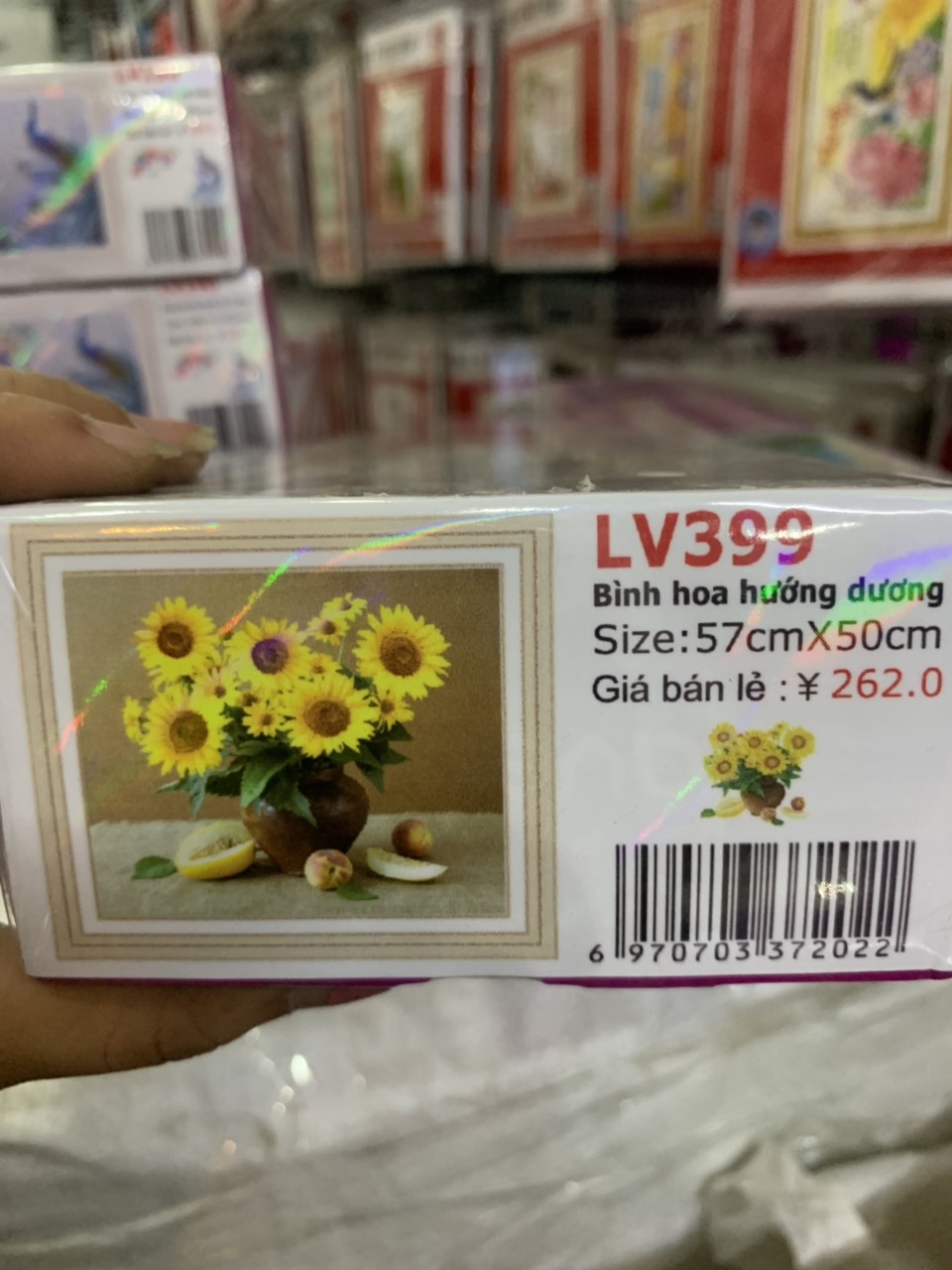 Tranh đính đá Bình Hoa Hướng Dương chưa đính đá