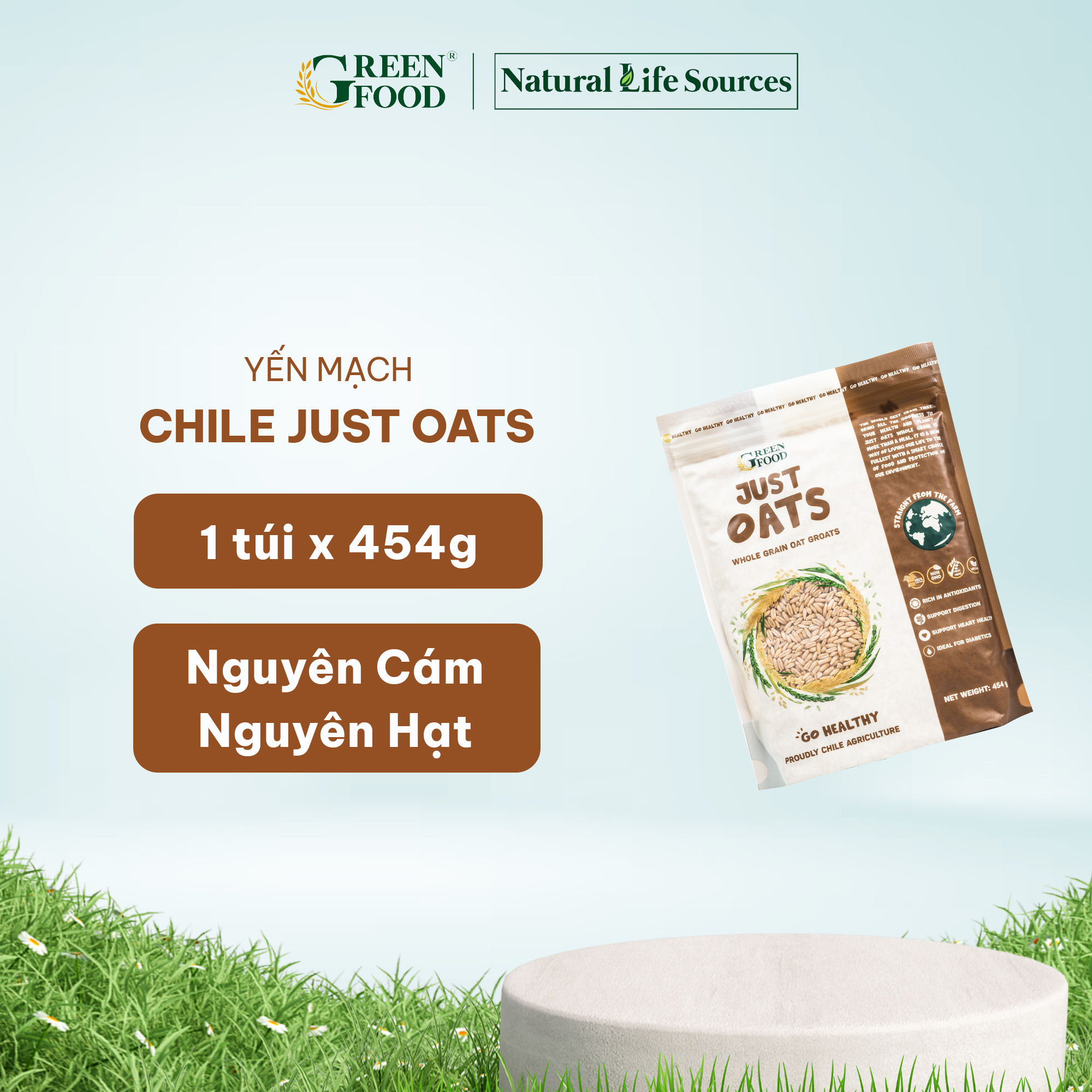 Yến mạch Chile Just Oats - nguyên hạt