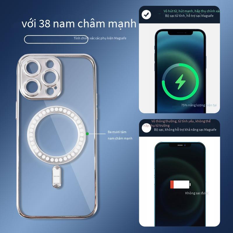 Phong cách mạ điện TPU trong suốt mới nhất phù hợp với Apple 11 12 13 iPhone 14 đầy đủ các loại ốp điện thoại di động từ tính không dây