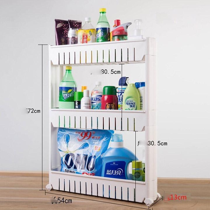 Kệ Nhựa 3 Tầng Để Đồ Đa Năng Có Bánh Xe