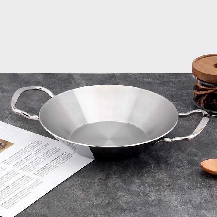 Chảo inox liền khối 20 -24 cm dùng được tất cả các loại bếp