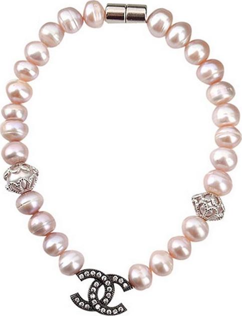 Lắc tay ngọc trai hồng tím chữ x