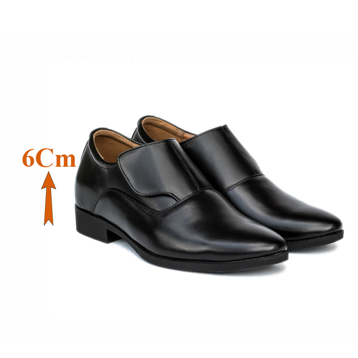 Giày Độn Nam T&TRA Tăng Cao 6Cm- T47 Đen - Chất Liệu Da Bò Cao Cấp, Đế Cao Su Đúc, Phần Tăng Cao Ẩn Bên Trong
