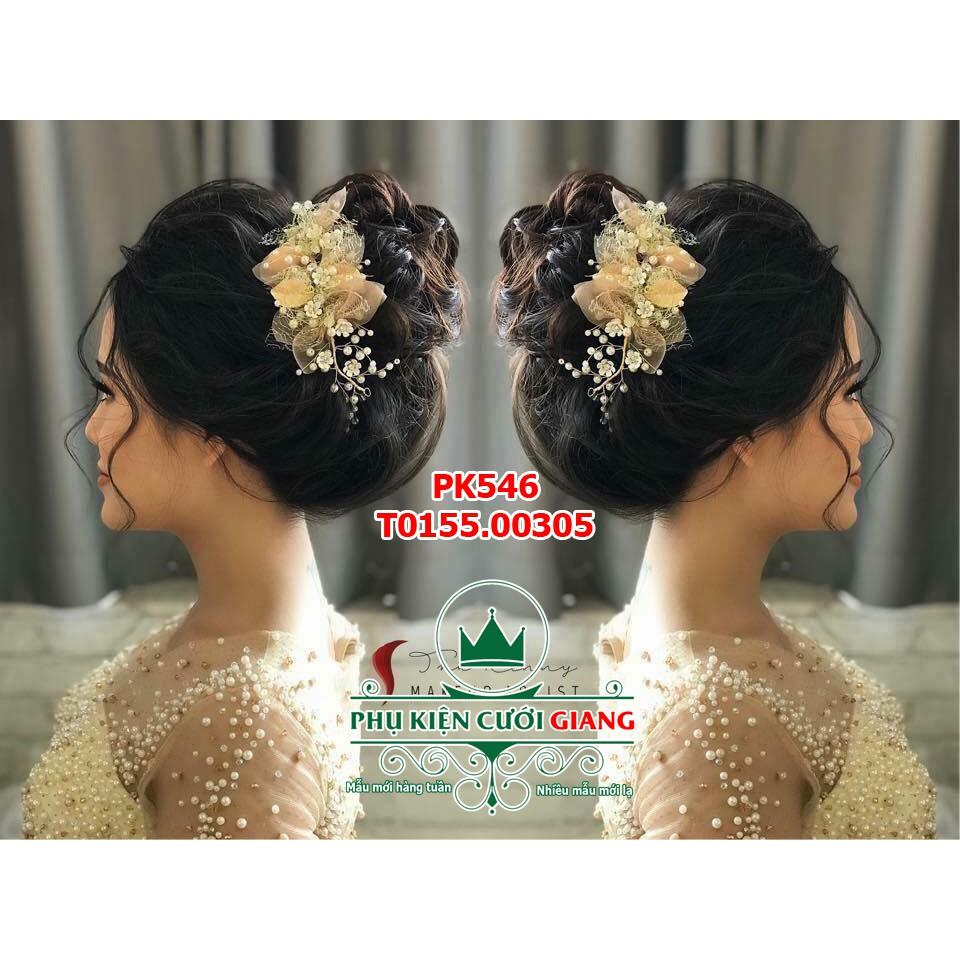 Cài tóc ốp cô dâu vàng đồng