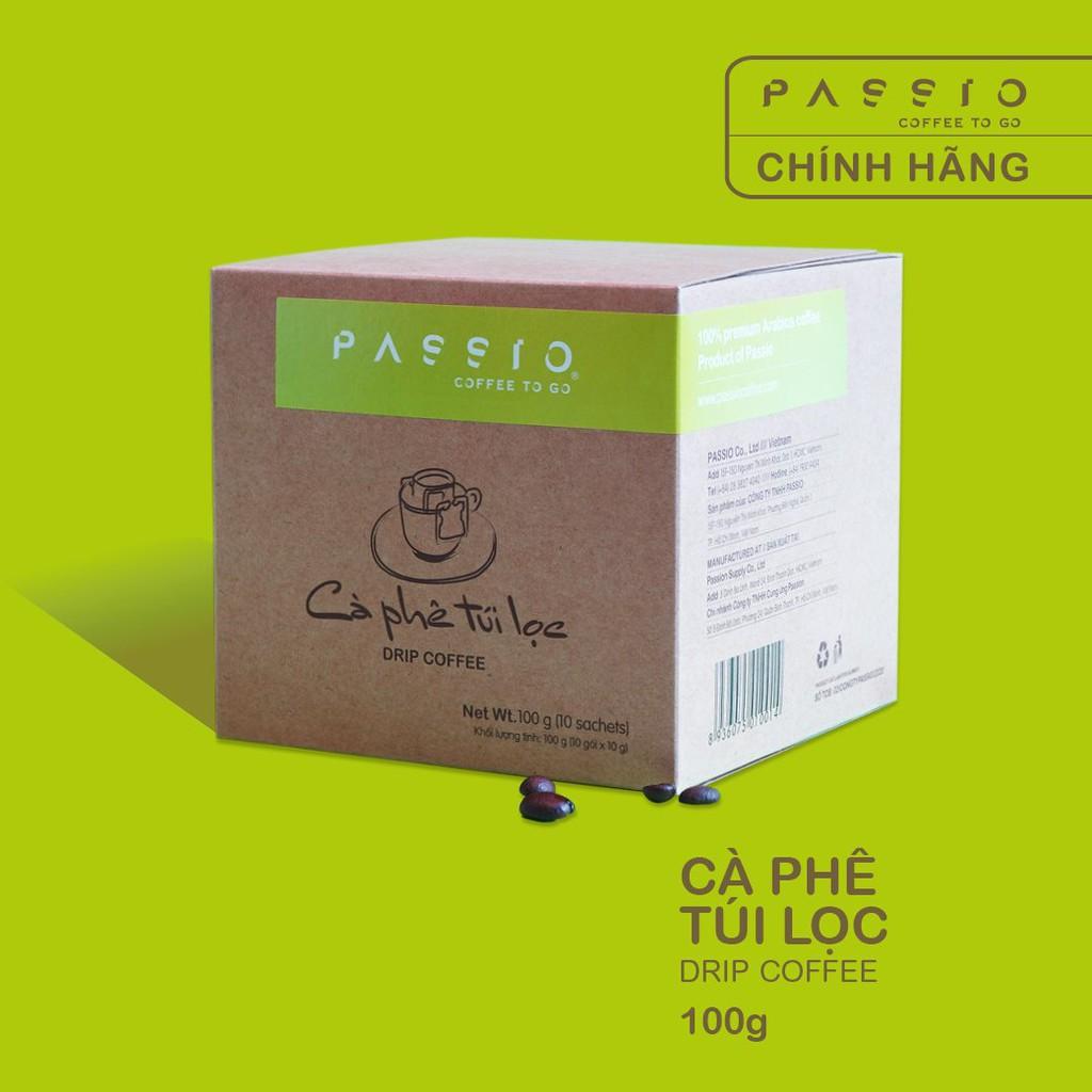 Cà phê túi lọc nguyên chất rang mộc - Passio Coffee (Hộp 10 gói x 10g)