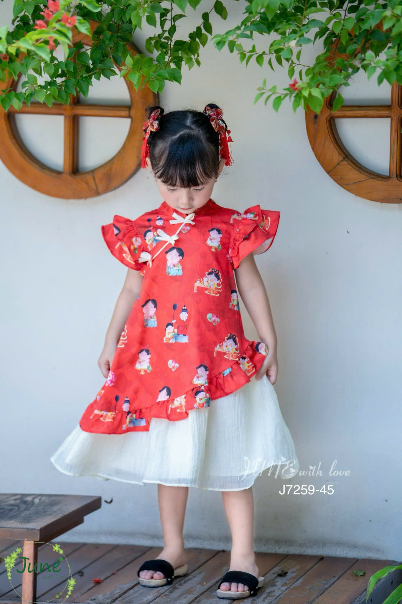 Đầm công chúa sườn xám cho bé gái diện lễ tết trung thu size 12-40kg hàng thiết kế