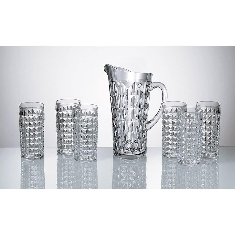 Bộ Bình Ly Pha Lê Bohemia Diamond Gồm Bình 1250ml Và Set 6 Cốc 260ml, Bộ Bình Ly Dùng Uống Trà, Nước Trái Cây, Nhập Đức