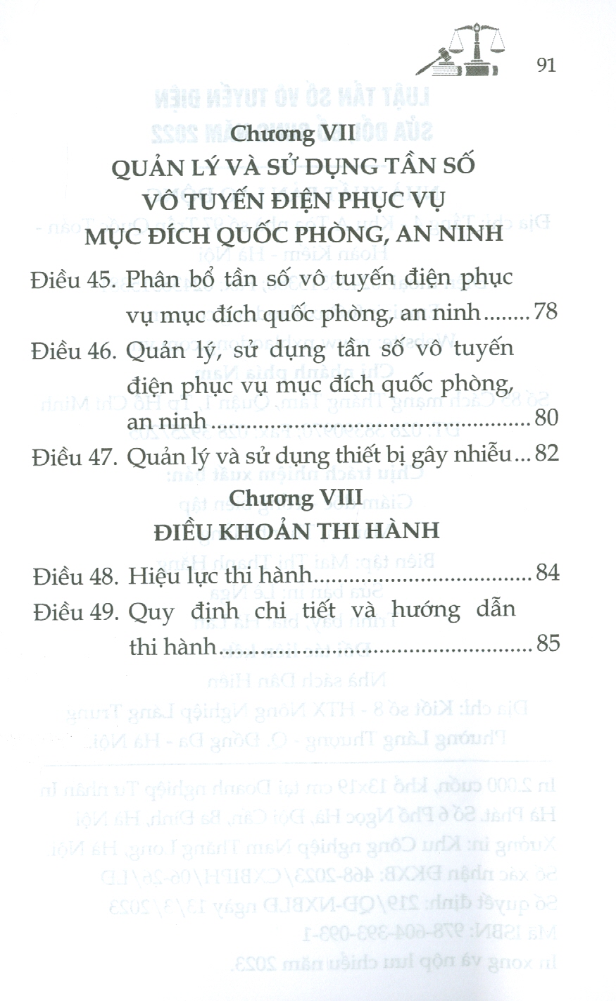 Luật Tần Số Vô Tuyến Điện Sửa Đổi, Bổ Sung Năm 2022