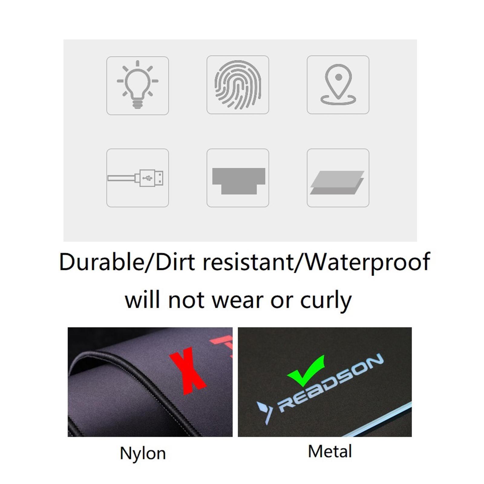 Metal Gaming Mouse Pad Anti-Slip Mouse Mat with Backlit for Office Home