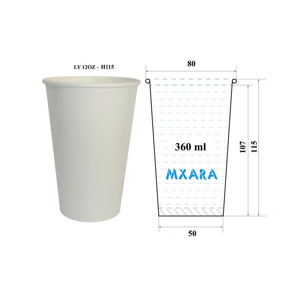400 Ly giấy 12oz + nắp trắng trơn
