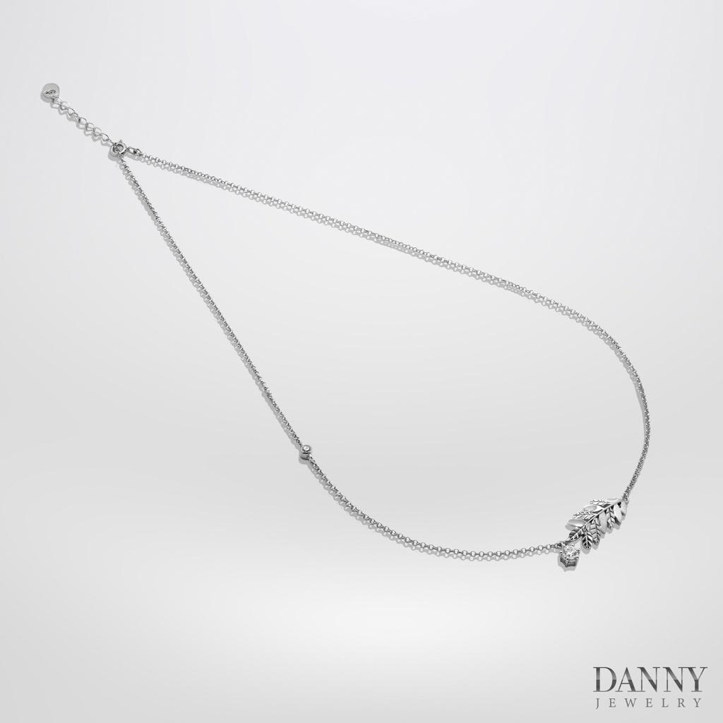 Dây Chuyền Có Mặt Danny Jewelry Bạc 925 Xi Vàng Hồng/Rhodium Nguyệt Quế Đính Đá CZ DM039