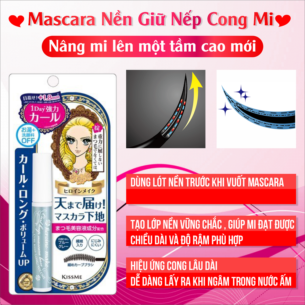 Mascara Lót Nền Nâng Dài Mi Chống Trôi Bền Trong 24h Kissme Heroine Make Dạng Màng Film Nâng Cao