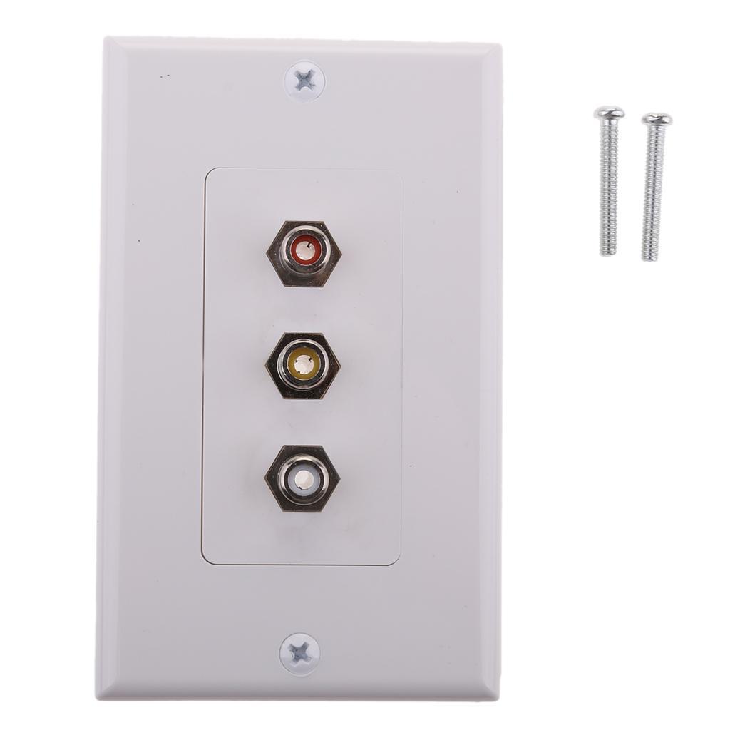 2xCable Decoration Wall Plate Insert 3 RCA Couplers Female,Red/White/Yellow US