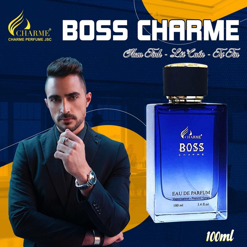 Nước hoa nam cao cấp, Charme Boss, nước hoa phương đông, hương thơm mạnh mẽ, lưu hương lâu, dành cho nam, 100ml