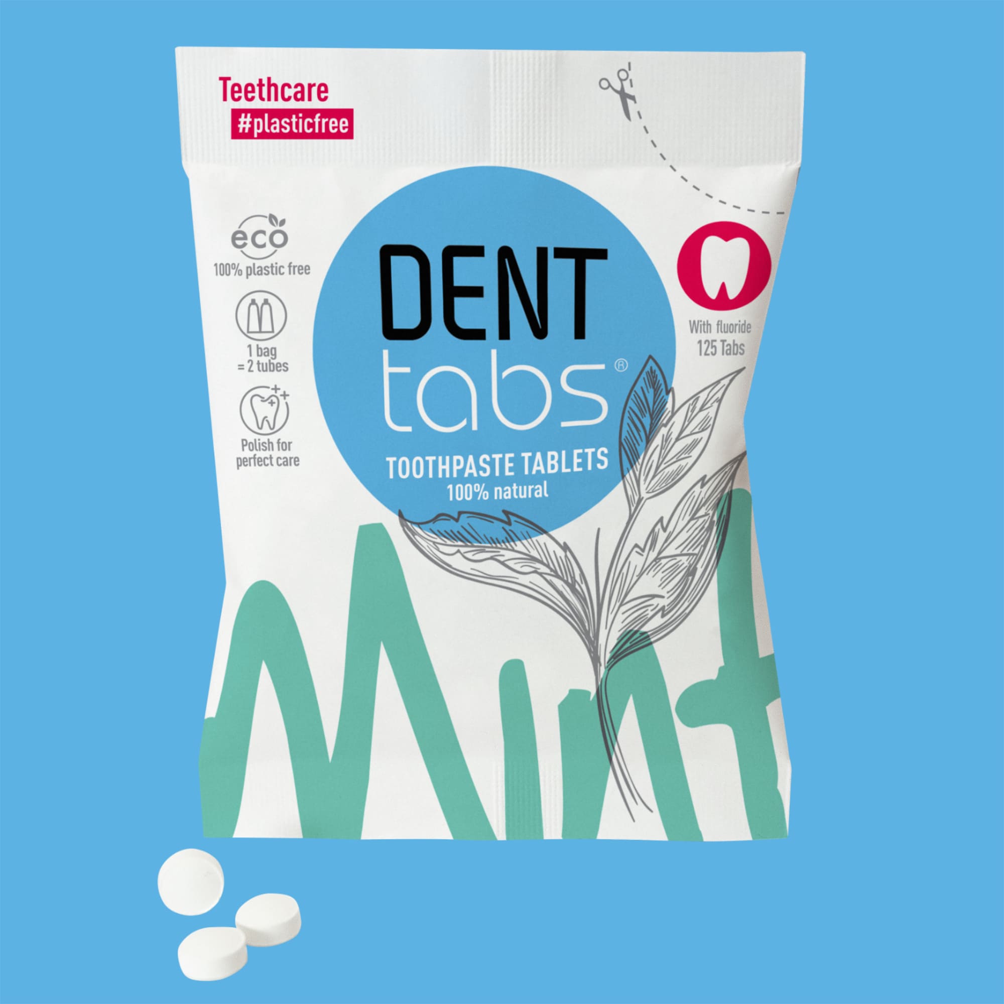 Viên đánh răng Tự nhiên DENTTABS (Germany) với Fluoride - 125 viên