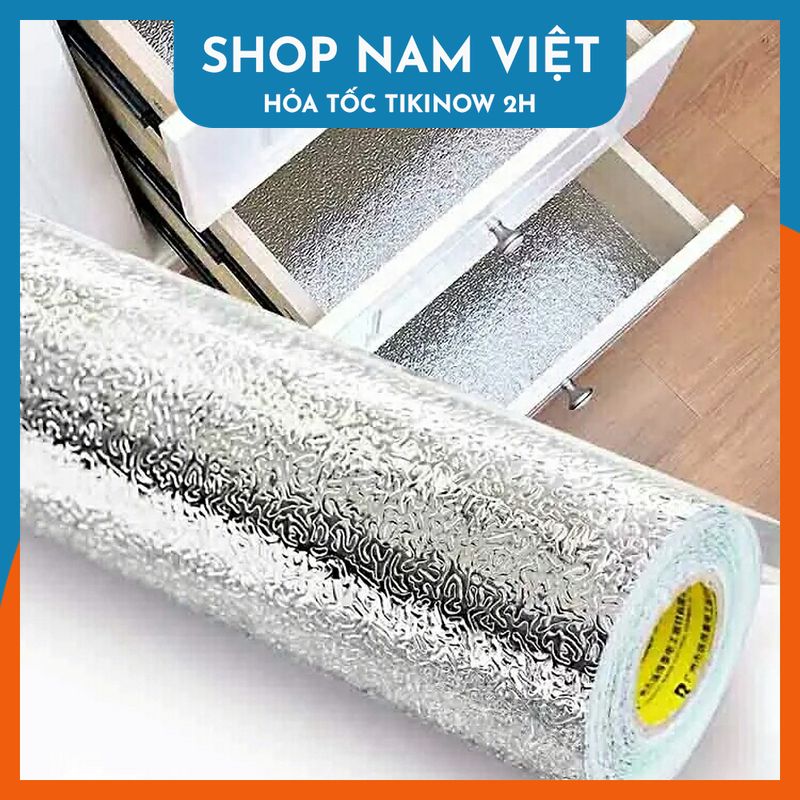 2m giấy bạc cách nhiệt chống thấm dán bếp kệ tủ đa năng 2mx60cm