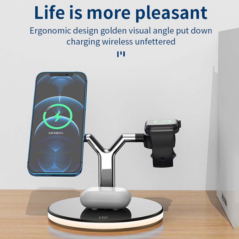 Đế sạc không dây 3 trong 1 kiêm đèn ngủ thông minh Wireless Charging Station