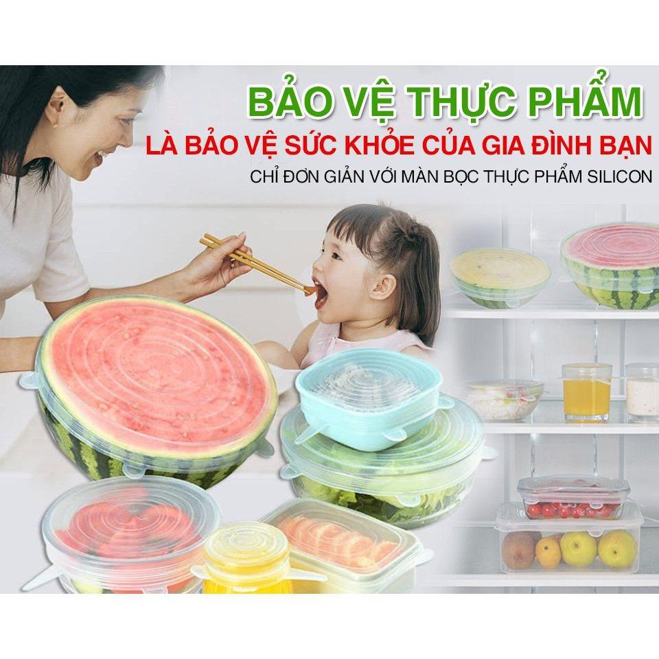 6 màng bọc thực phẩm silicon bền, đẹp, đậy thức ăn, bảo quản đồ ăn tiện ích, thông minh