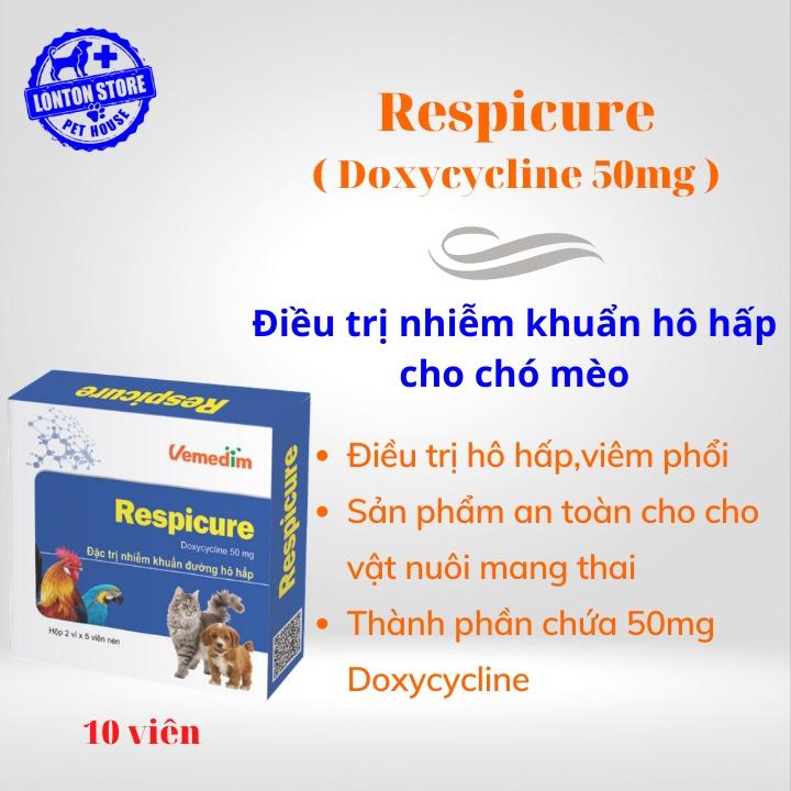 Viên uống Respicure - Giải quyết hết hô hấp ở chó mèo, 10 viên