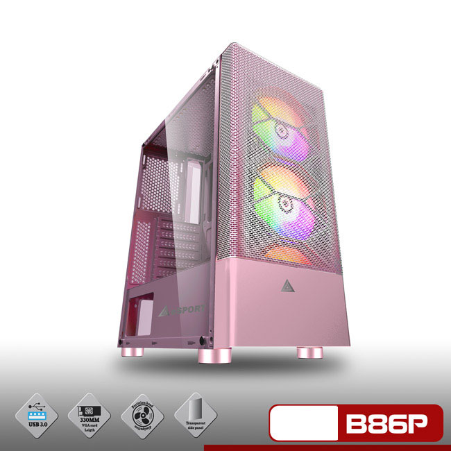 Vỏ Case Gaming VSP B86 Pink (Màu Hồng) - Hàng Chính Hãng