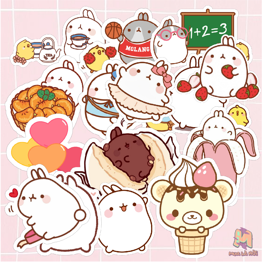 Miếng dán Stickers chủ đề Molang