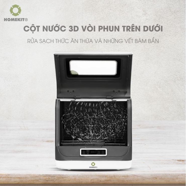 Máy rửa chén bát để bàn HOMEKIT DW-202 nhỏ gọn tích hợp rửa trái cây rau củ khử trùng UV - lắp đặt tận nhà