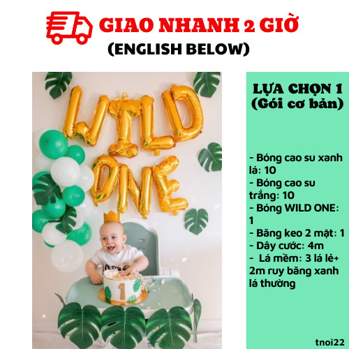 Bộ bong bóng trang trí thôi nôi chủ đề rừng xanh 1 year birthday set Tnoi22