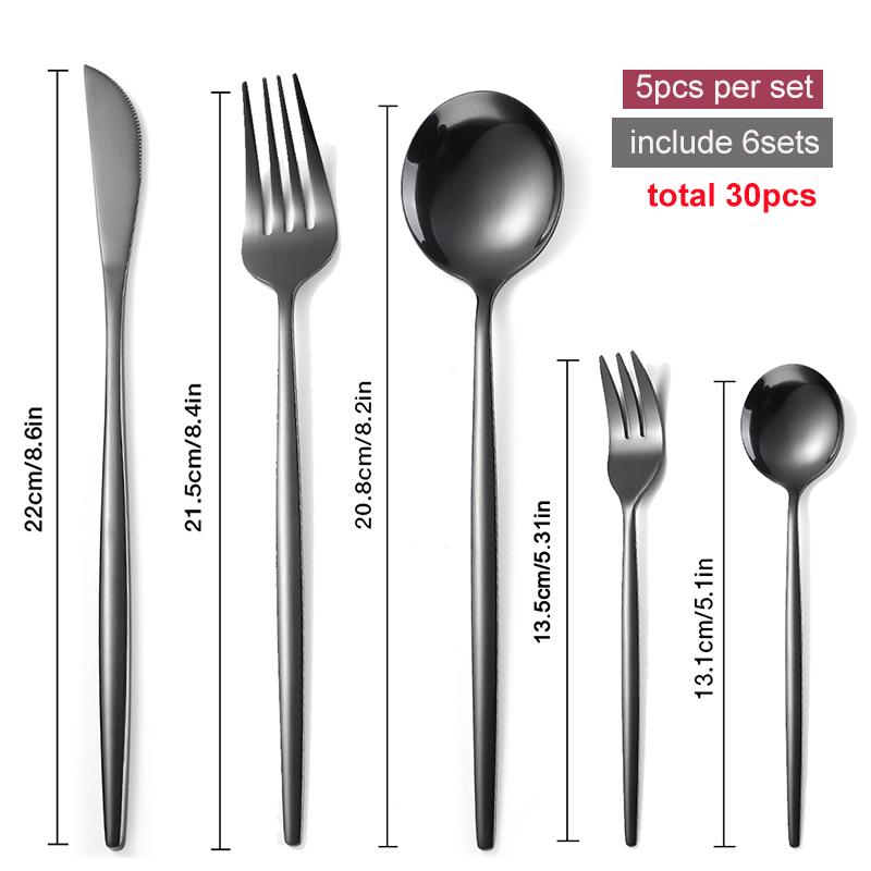 30Pcs/6Set Bộ Dao Kéo Hợp Kim Inox Cho Bếp Đồ Ăn Bộ Bộ Dao Muỗng Nĩa Thìa Du Lịch Bộ Dao Kéo Bộ Đồ Ăn Bộ món Ăn