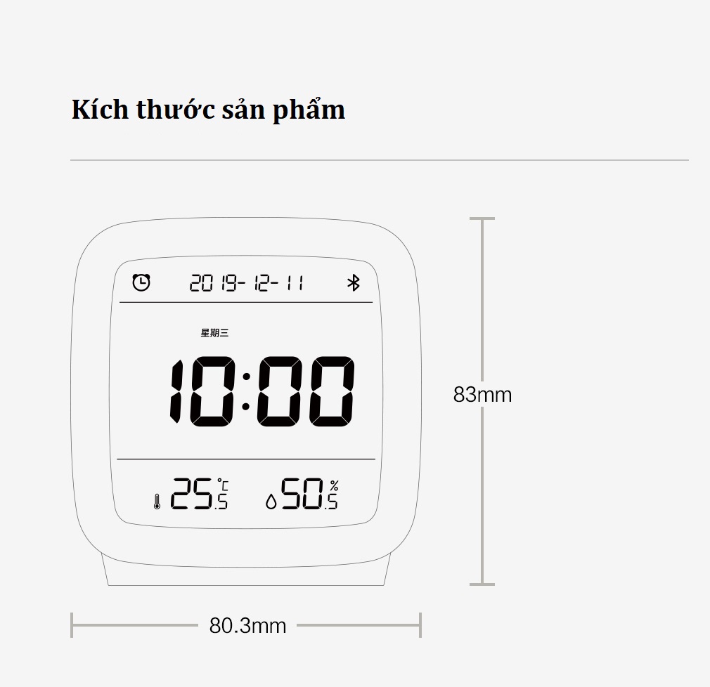 Đồng Hồ Báo Thức Xiaomi Qingping Đo Nhiệt Độ Và Độ Ẩm - Hàng chính hãng