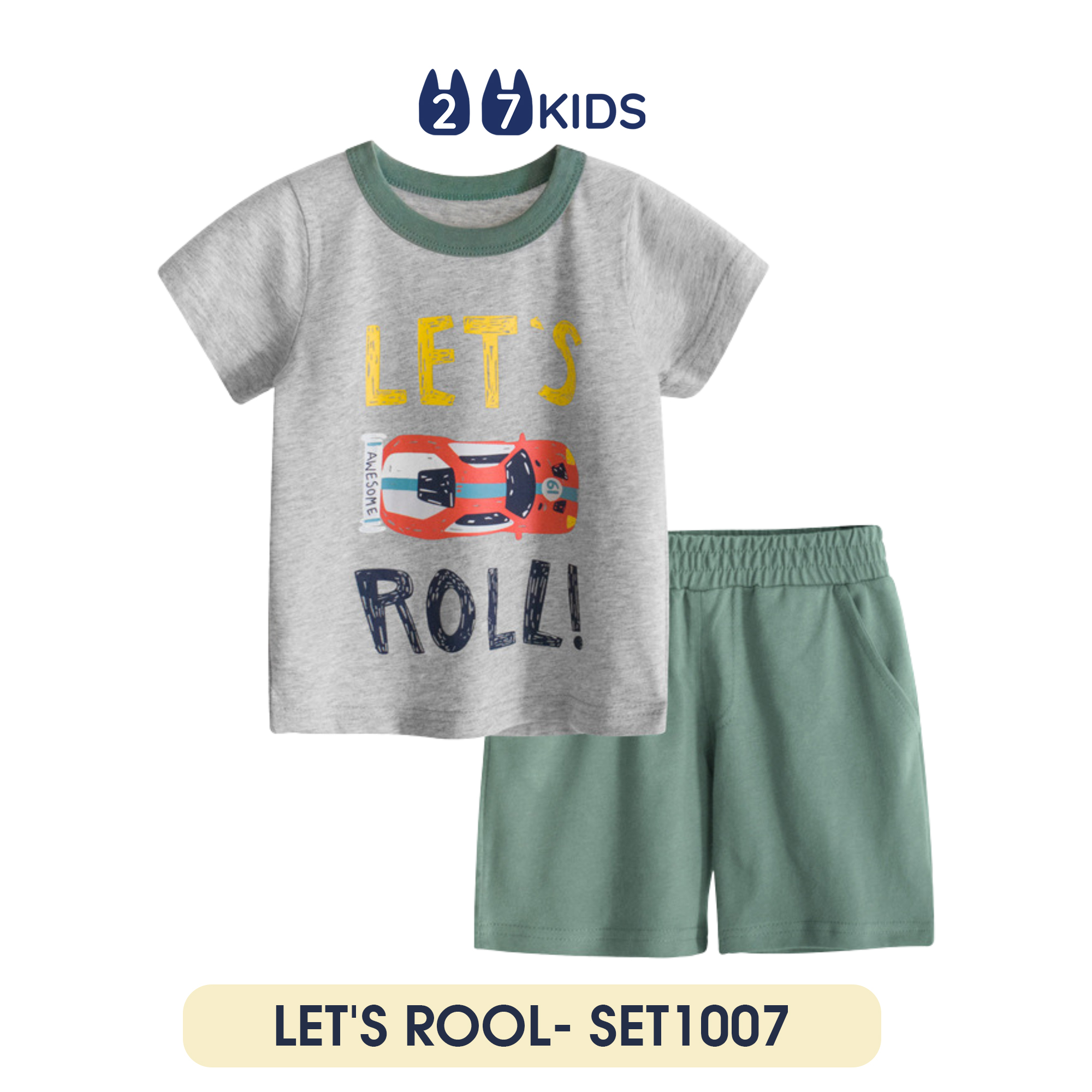 Bộ quần áo trẻ em 27Kids set quần áo thun cotton LET'S ROOL - SET1007