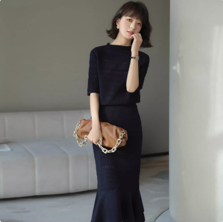 Set Đầm Len Đuôi Cá Công Sở Thanh Lịch AL115 - Hàng Quảng Châu Cao Cấp