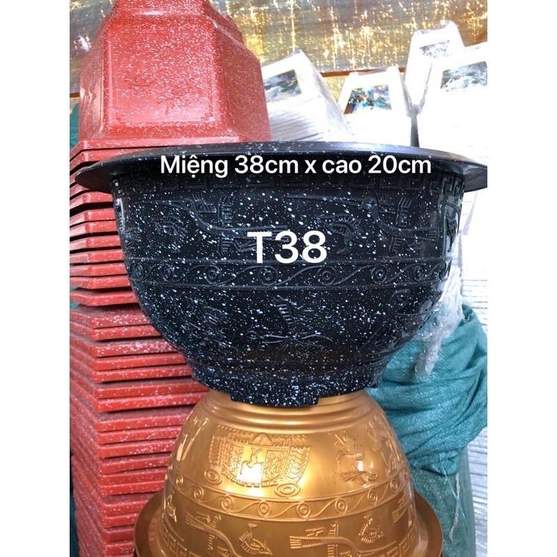 Chậu nhựa đá đen 5 chậu T38