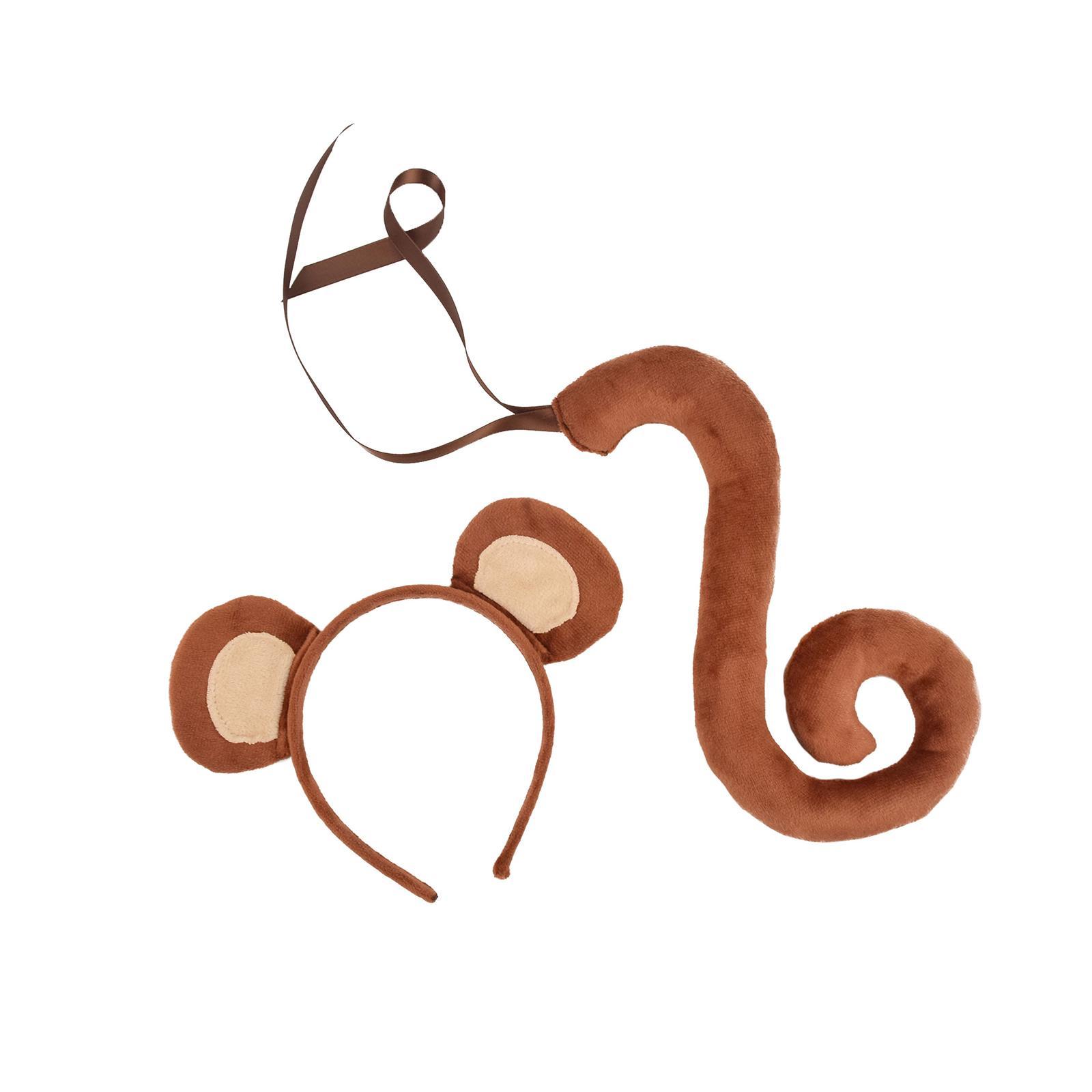 And Tail Headdress Faux Cosplay Cat Ear Ears Hair Clip Monkey Hair Hoop for Christmas Fancy Party Performance Kids Unisex Adults