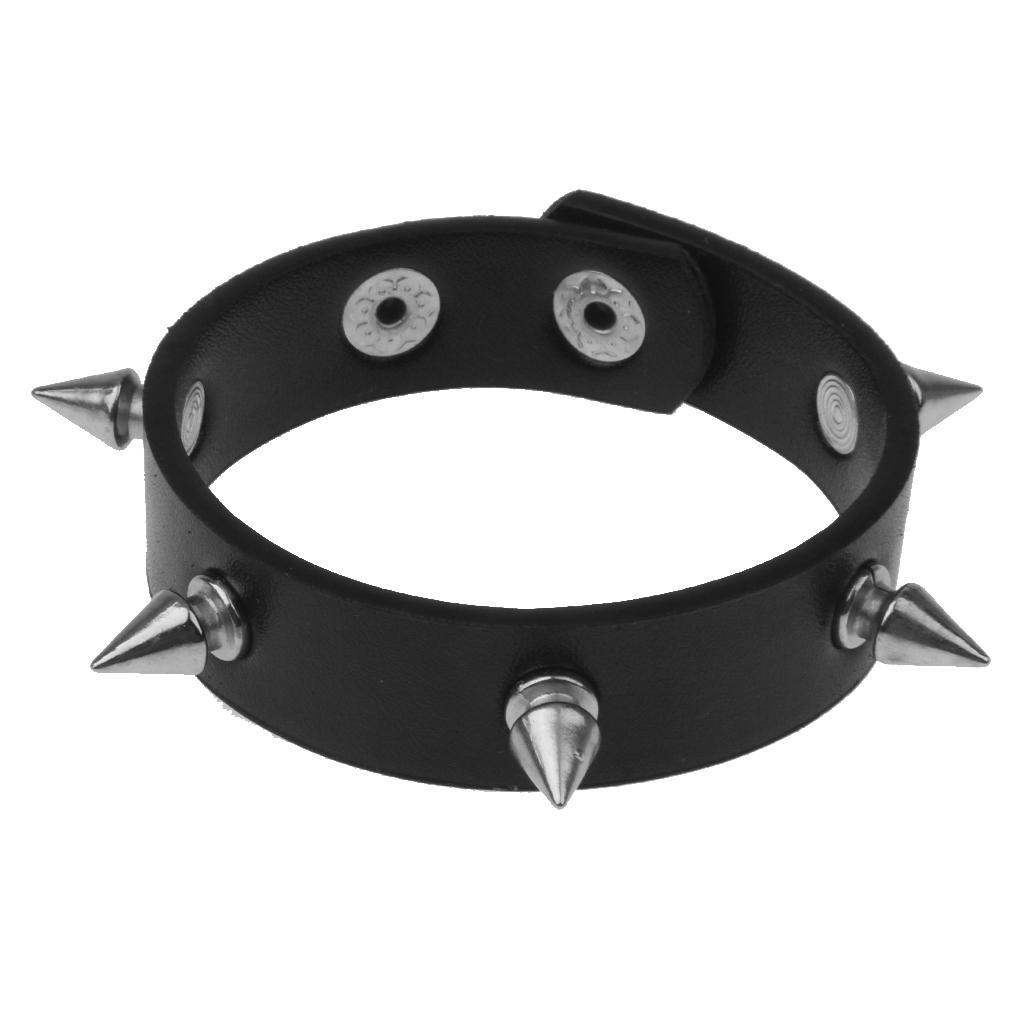 Punk Rock Rivet Stud Leather Bangle Bracelet Wristband Cuff Women Men