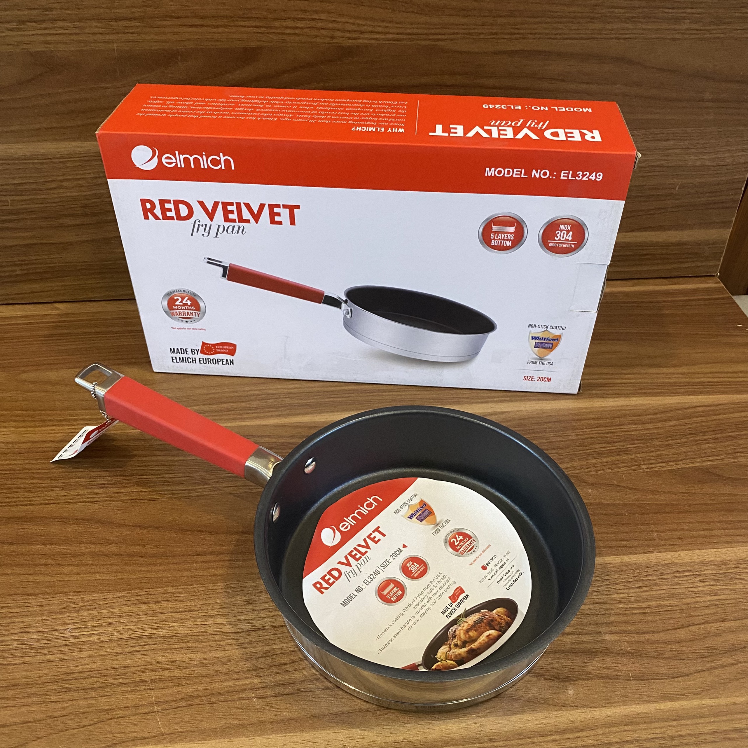 Chảo Chống Dính Inox 5 lớp Đáy Từ ELMICH Red Velvet 20cm/ 24cm