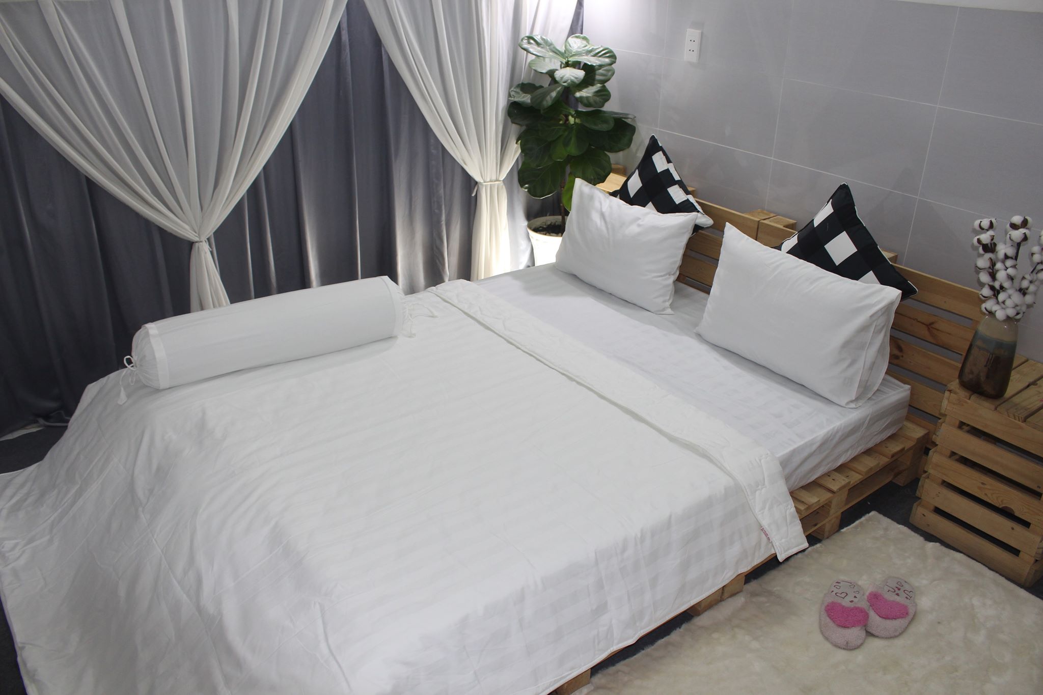 Bộ Drap Gối KHA LY - Sọc Trắng 3P cao cấp 4 sao KHÁCH SẠN, RESORT, HOMESTAY- vài dầy dặn sang trọng, đẳng cấp