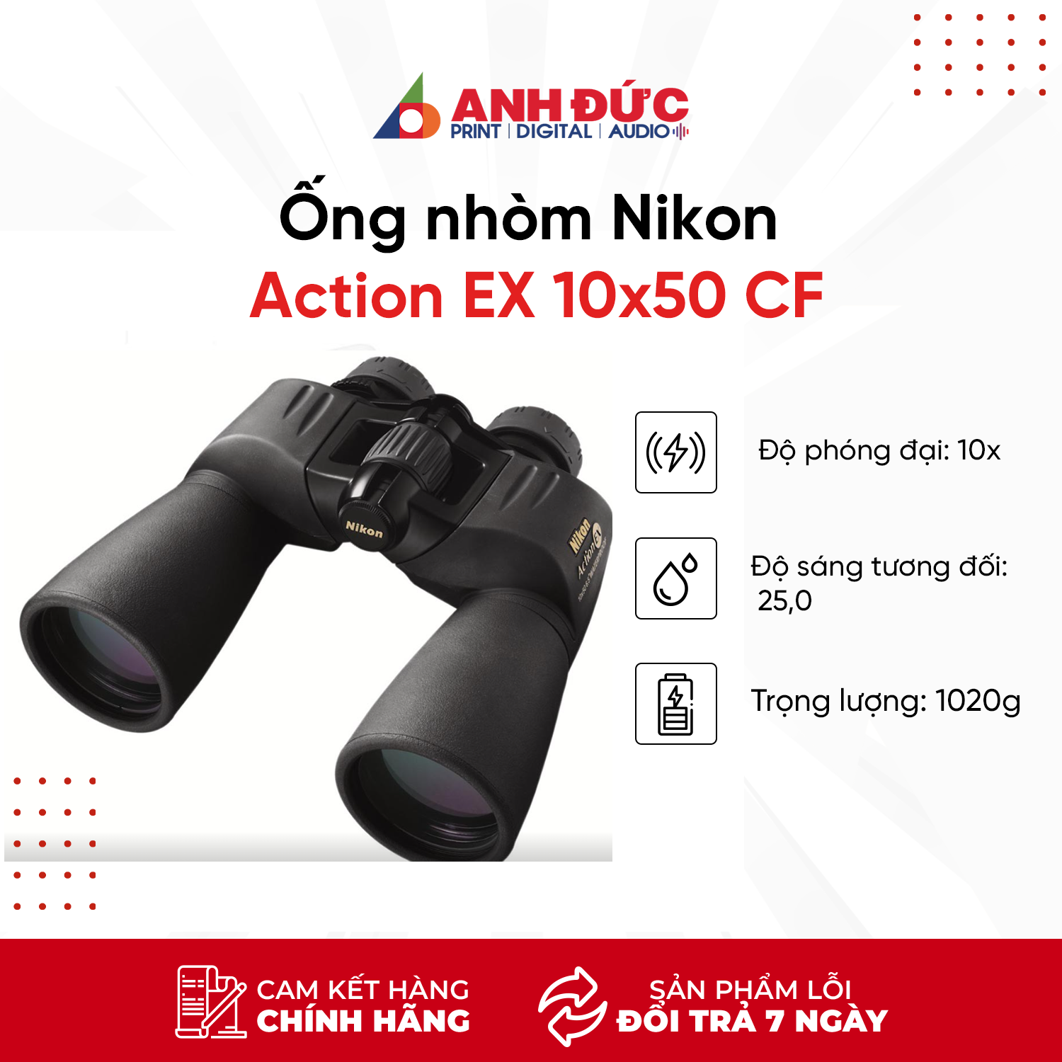 Ống Nhòm Nikon Action EX 10x50 Waterproof - Hàng Chính Hãng