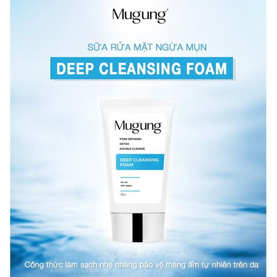Sữa Rửa Mặt Mugung làm sạch bụi bẩn,se khít lỗ chân lông trên da sạch nhờn Deep Cleansing Foam 50Ml