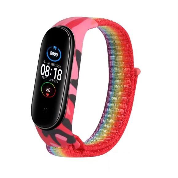 Dây đeo nylon họa tiết rằn ri thay thế cho Xiaomi Mi Band 5 Miband 6 5 4 3