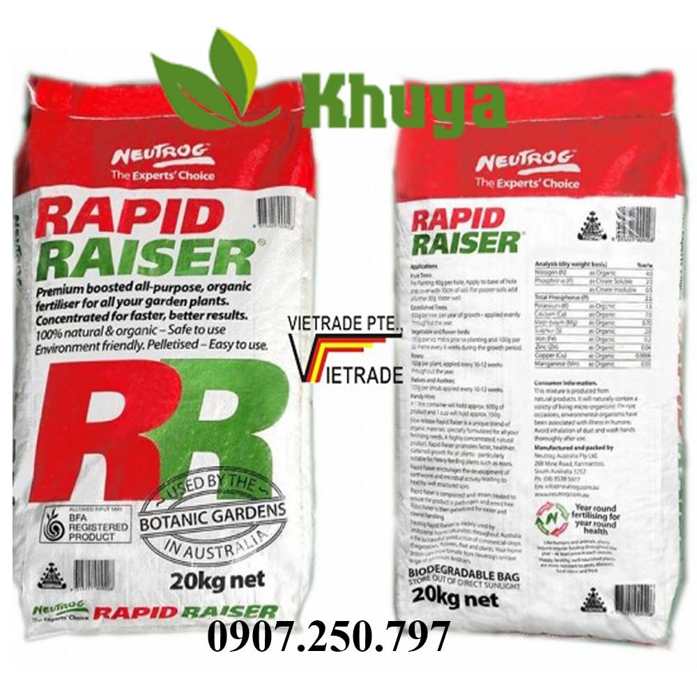 Phân bón hữu cơ RR RAPID RAISER dạng Viên của Úc 20kg