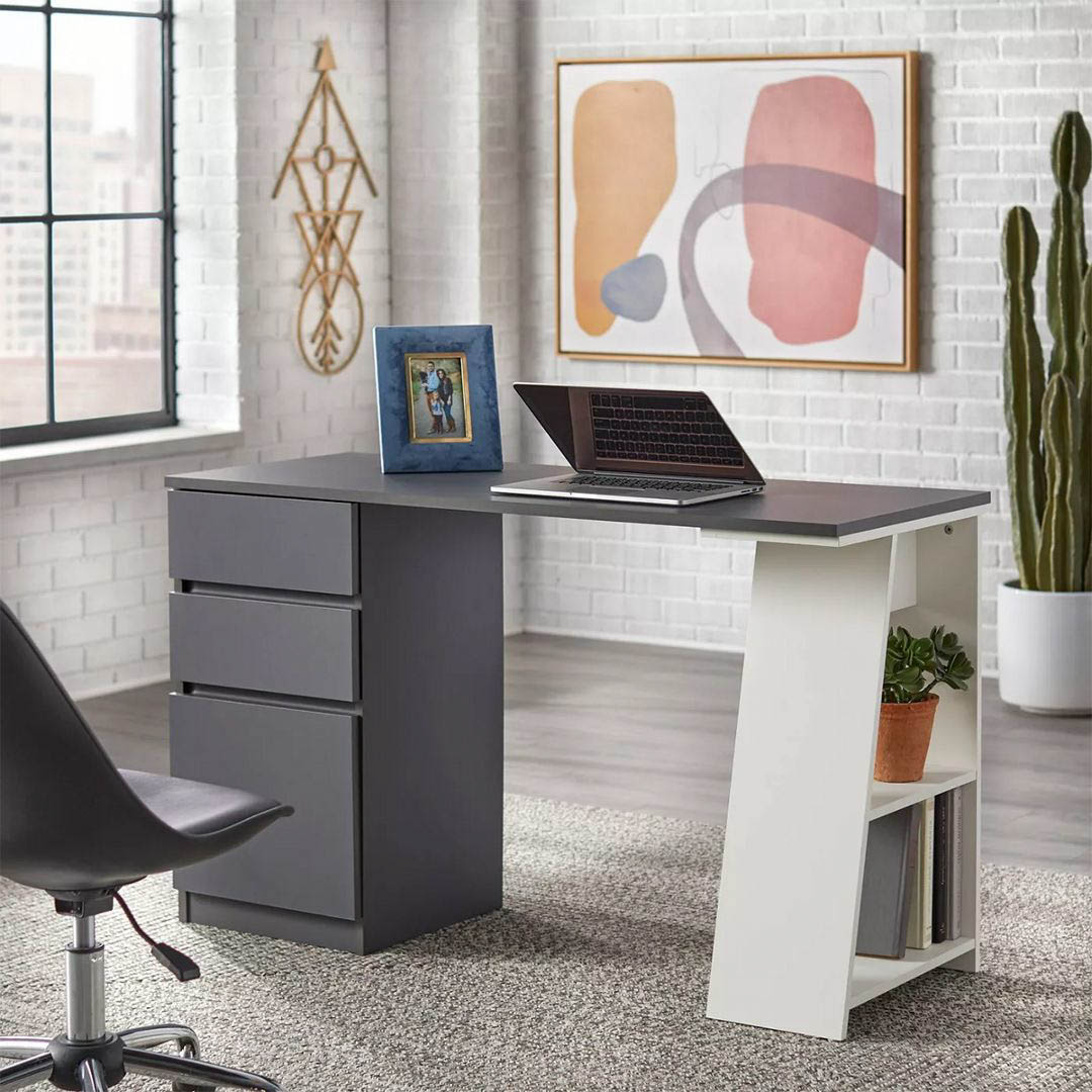 Bàn làm việc, bàn học gỗ hiện đại SMLIFE Derek | Gỗ MDF dày 17mm chống ẩm | D120xR50xC75cm