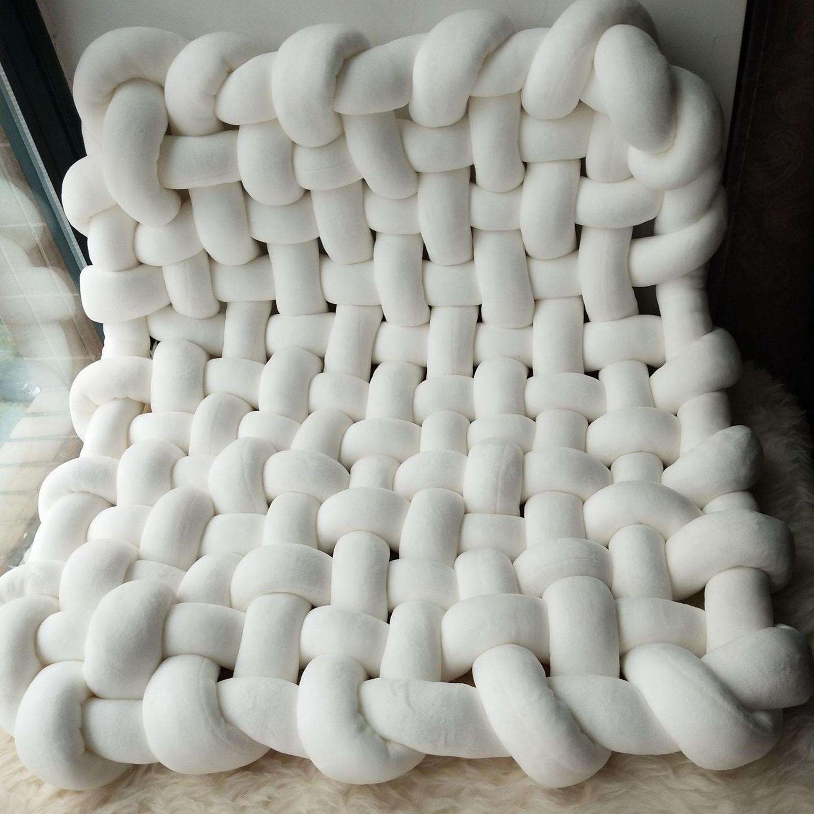 Knitted Yarn Blanket Handmade Thick Soft for lounge Sofa