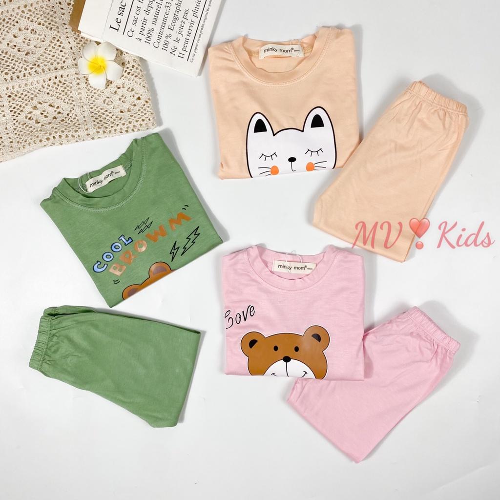 Bộ Quần Áo Bé Gái, Bé Trai Minky Mom Vải Thun Lạnh Hoạ Tiết Sư Tử Meow MKDTL03