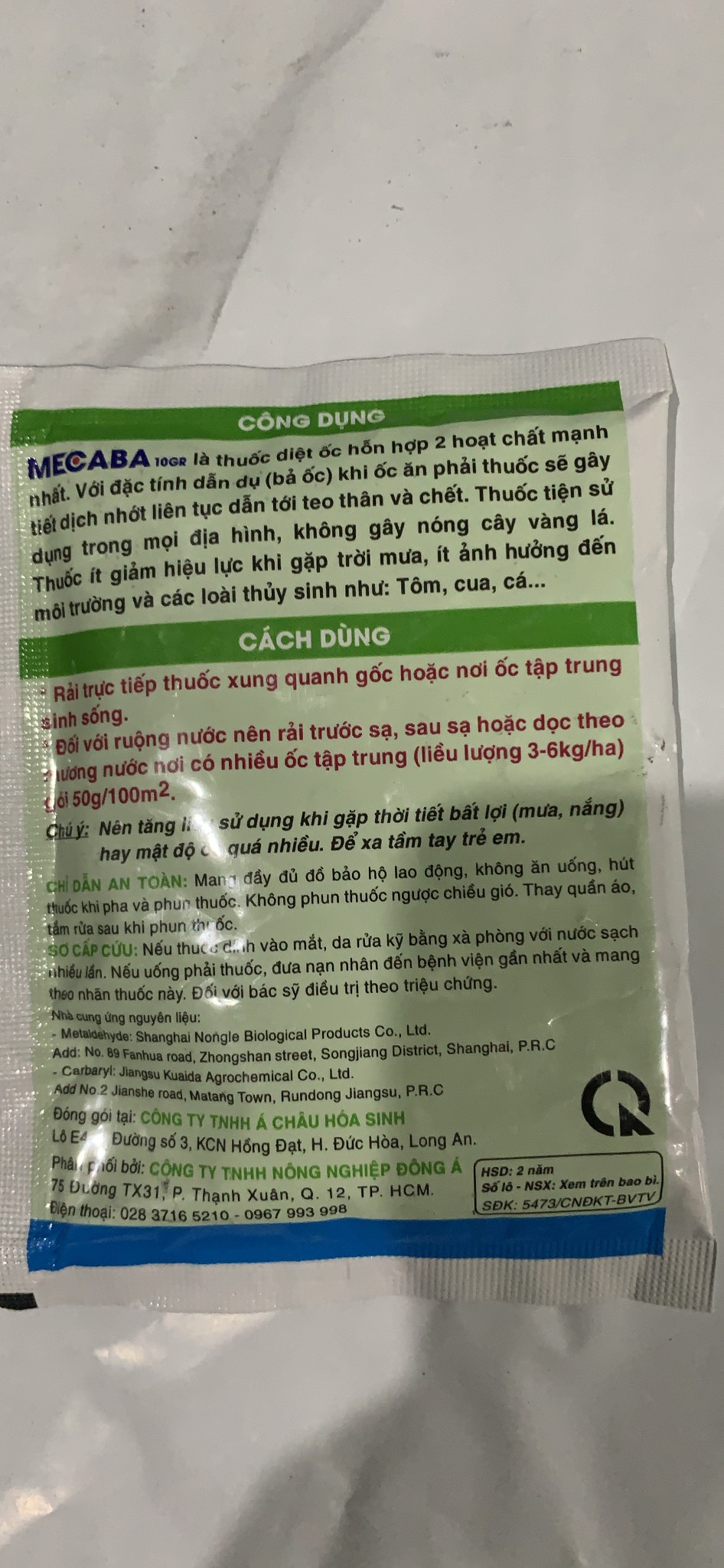 MECABA sản phẩm diệt ốc mạnh gói 50gr