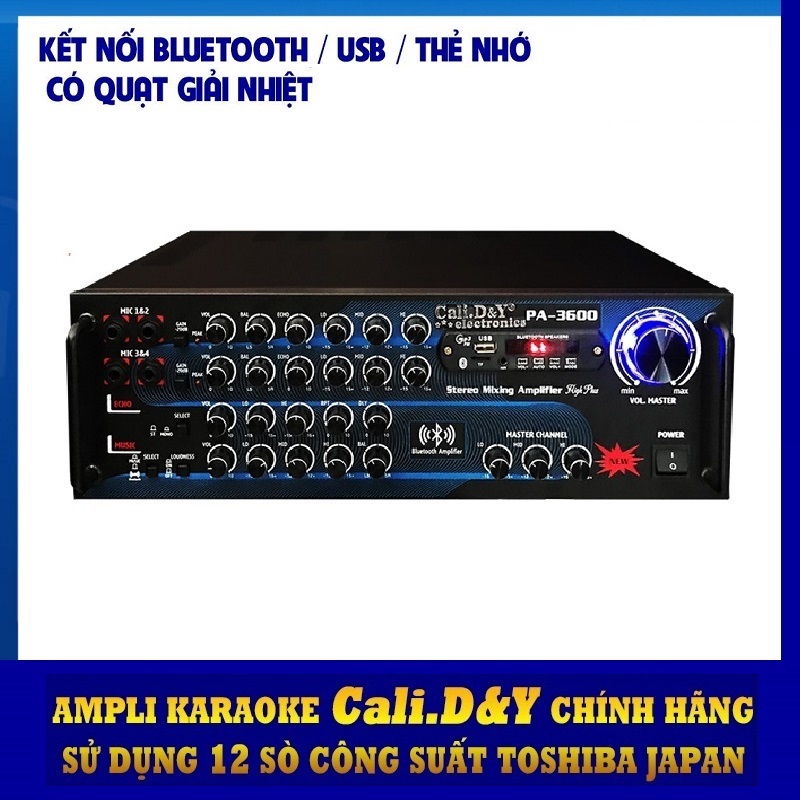 Amply Bluetooth Ampli Karaoke Gia đình 12 sò lớn Cali.D&amp;Y PA-3600 - Hàng chính hãng