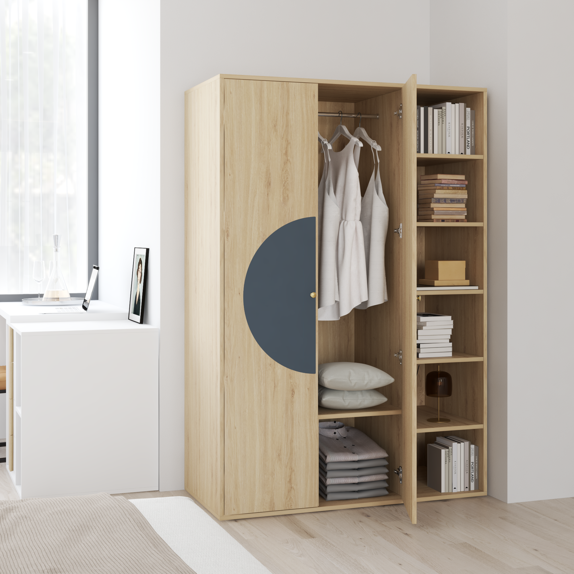 [Happy Home Furniture] BANA, Tủ quần áo 2 cánh mở, 120cm x 56cm x 176cm ( DxRxC), TCM_127