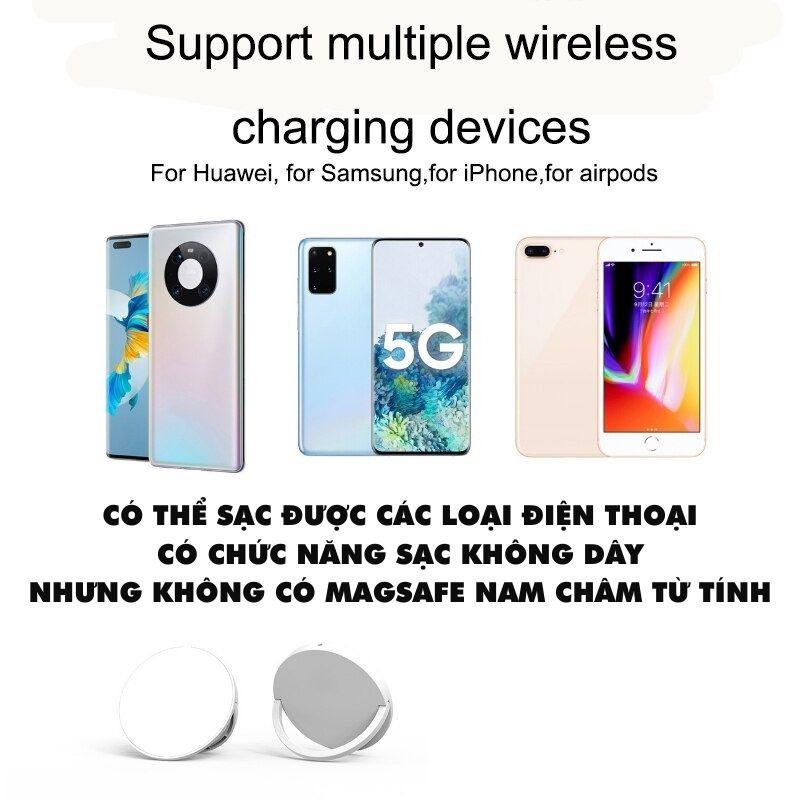 Sạc Không Dây nhanh 15W từ tính nam châm kiêm giá đỡ đế sạc ko dây thiết kế sạc thông minh wireless charging