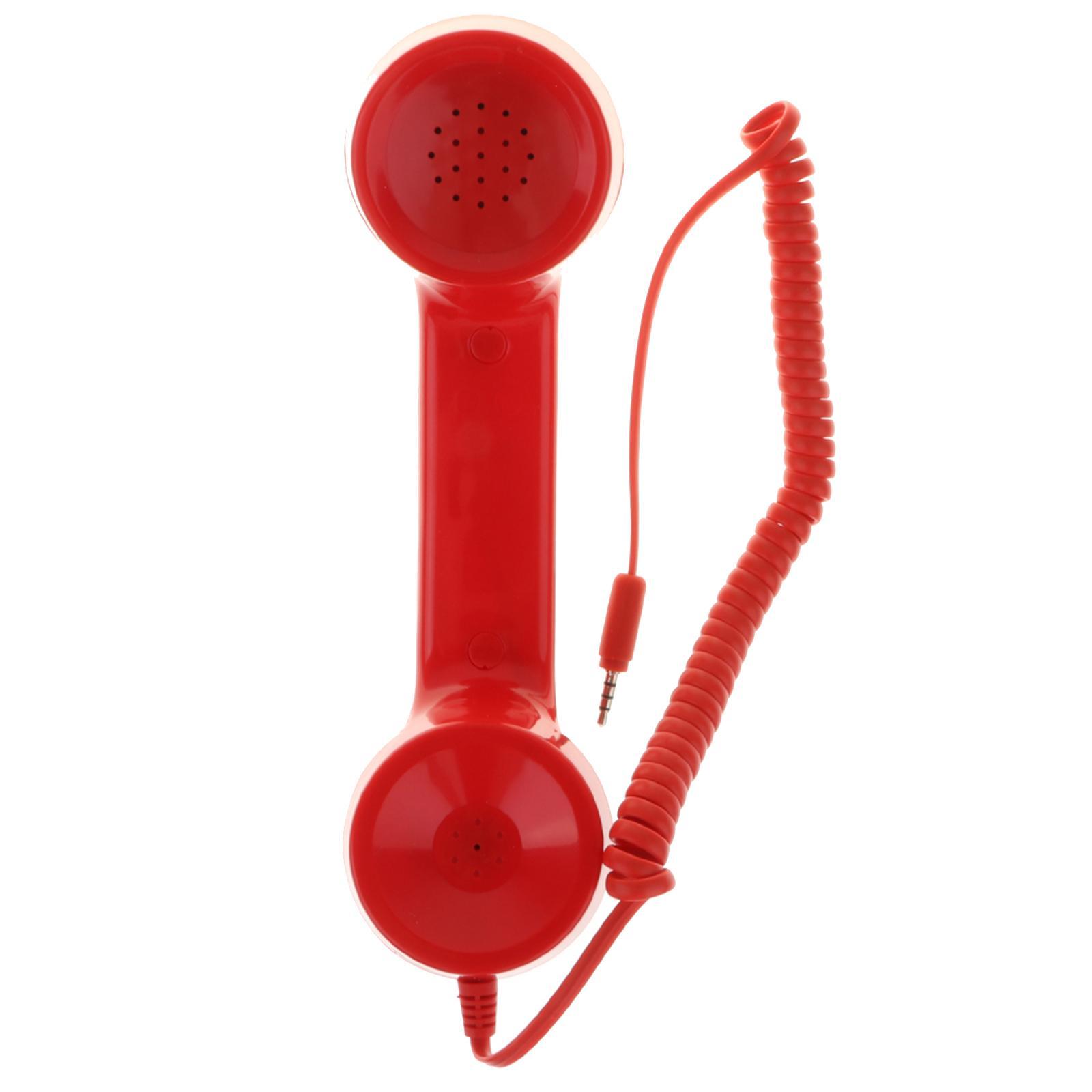 3.5mm Mic  Telephone Handset Phone Classic Receiver Red