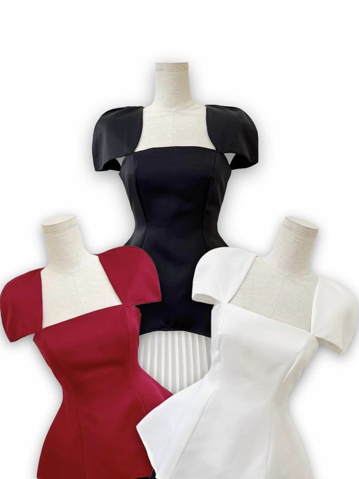 Áo peplum tay búp cổ kiểu cách sang trọng có 3 màu